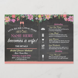 Invitación a Chalk Rosa Floral con ducha nupcial