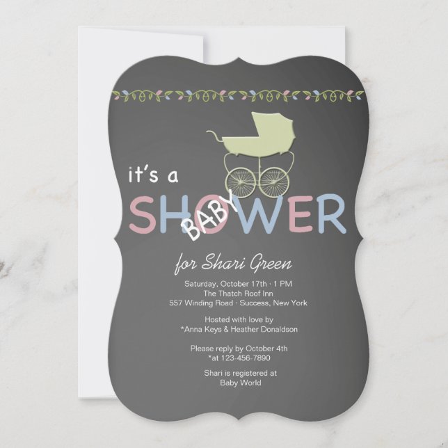 Invitación a Chalkboard Baby Shower (Anverso)