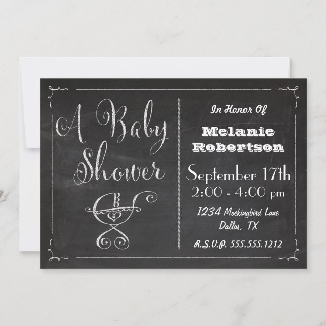 Invitación a Chalkboard Baby Shower (Anverso)