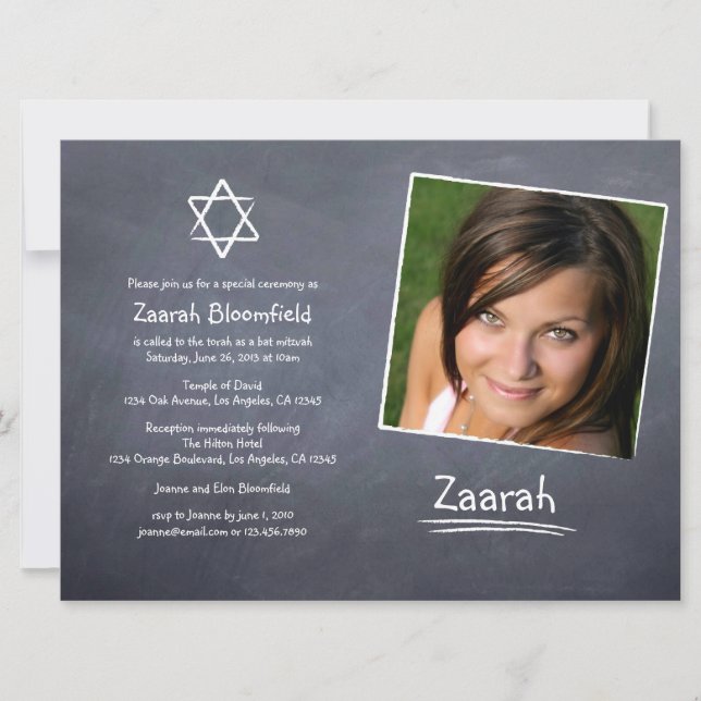 Invitación a Chalkboard Bat Mitzvah (Anverso)