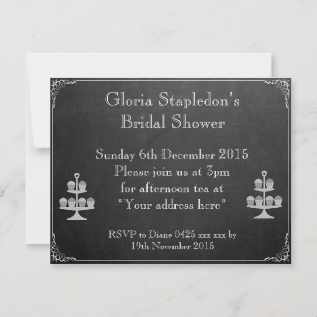 Invitación a Chalkboard Bridal Shower (Anverso)