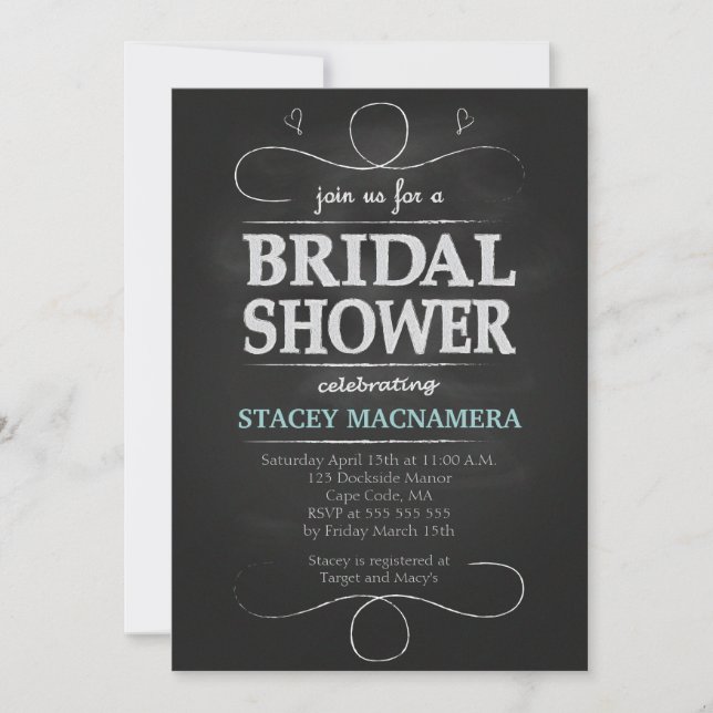 Invitación a Chalkboard Bridal Shower (Anverso)