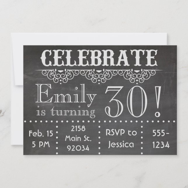 Invitación a Chalkboard: Celebrar (Anverso)