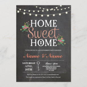 Invitación a Chalkboard con llave dulce hogar que