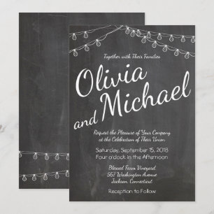 Invitación a Chalkboard con luces de cadena