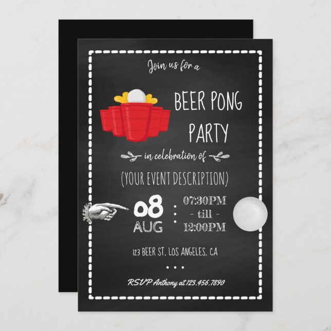 Invitación a Chalkboard de celebración de Fiestas  (Anverso / Reverso)