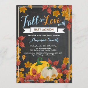 Invitación a Chalkboard de Fall Pumpkin Boy Baby S