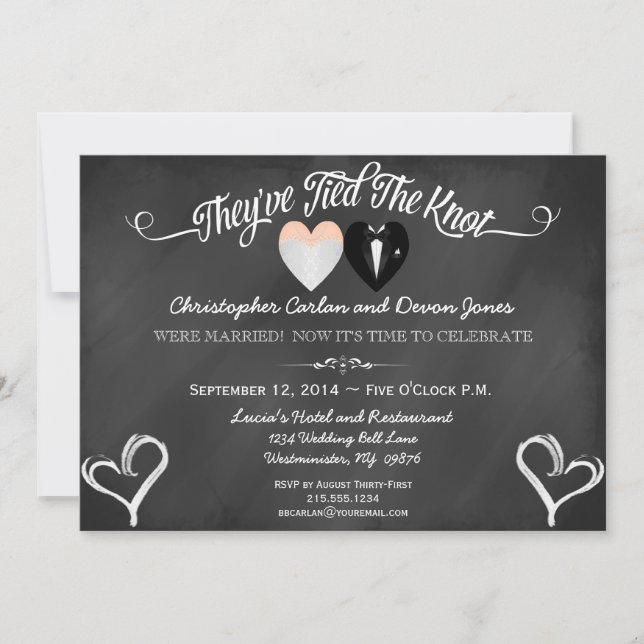 Invitación a Chalkboard de moda para Bodas postale (Anverso)