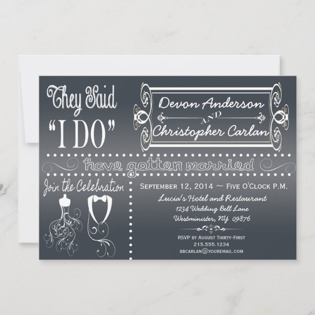 Invitación a Chalkboard de recepción popular (Anverso)