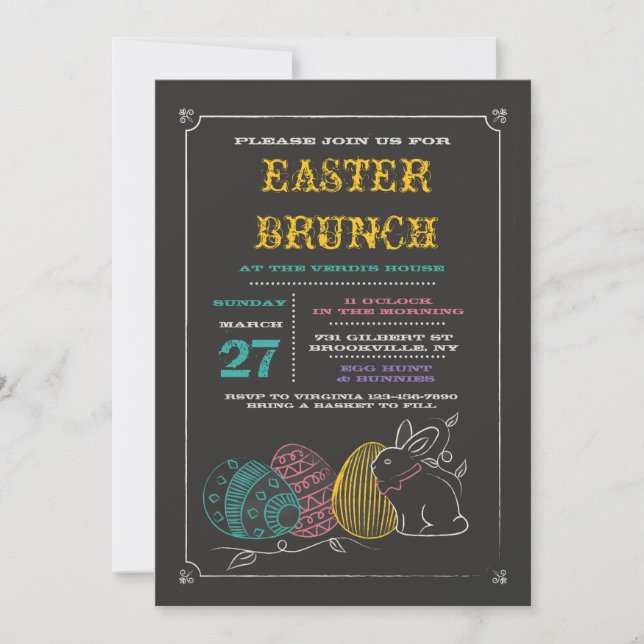 Invitación a Chalkboard Easter (Anverso)