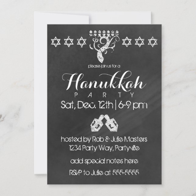 Invitación a Chalkboard Hanukkah (Anverso)