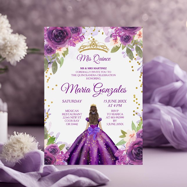 Invitación a Charra Mis Quince, Rosa Púrpura Profu (Subido por el creador)