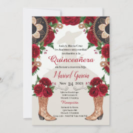 Invitación a Charra Quinceanera, Roses Rojas Maria