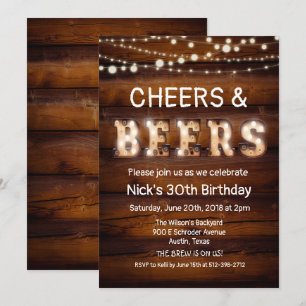 Invitación a Cheers y Cervezas Rústicas