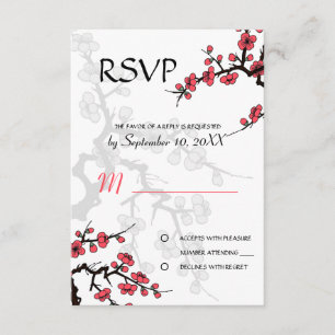 Invitación a Cherry Blossom Oriental RSVP