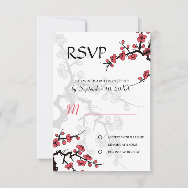 Invitación a Cherry Blossom Oriental RSVP (Anverso)
