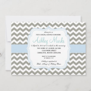 Invitación a Chevron Azul y Gris Lite