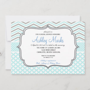 Invitación a Chevron azul y verde