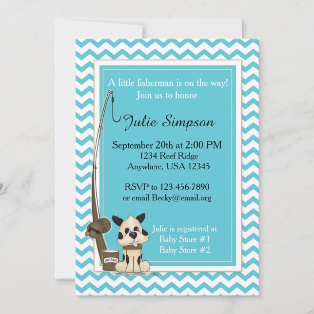 Invitación a Chevron Baby Shower Verde azulada (Anverso)