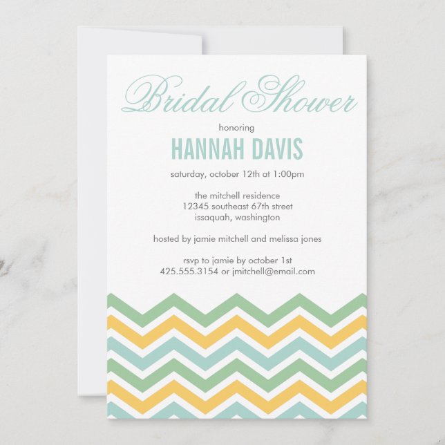 Invitación a Chevron Bridal Shower (Anverso)