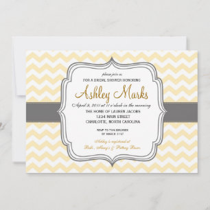 Invitación a Chevron gris y amarillo