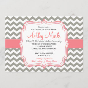 Invitación a Chevron gris y rosa