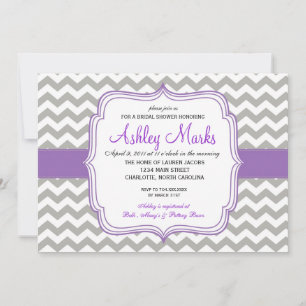 Invitación a Chevron Púrpura y Gris