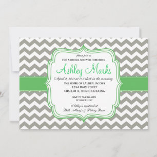 Invitación a Chevron verde y gris