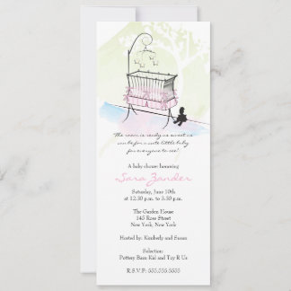 Invitación a Chica Baby Shower - Cuna para bebé