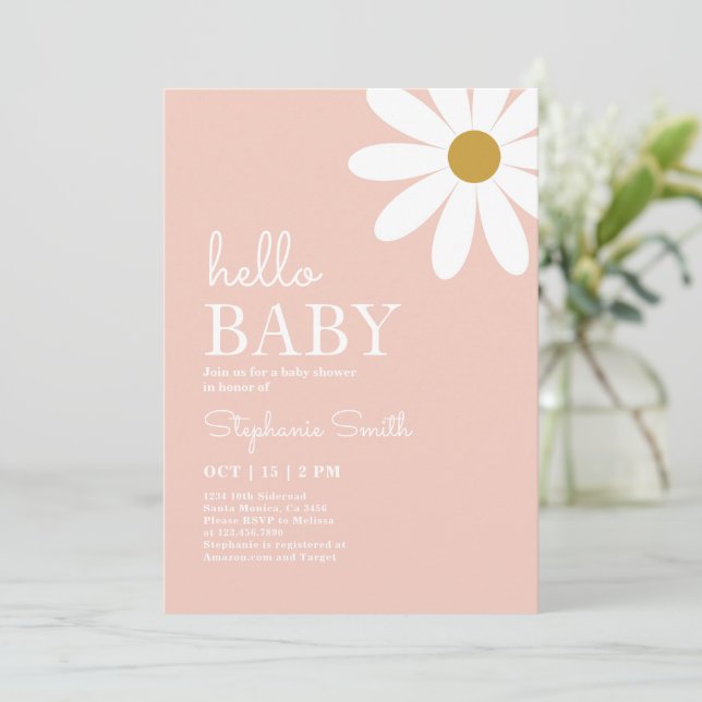 Invitación a Chica Daisy Baby Shower (Anverso de pie)