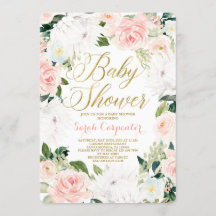 Invitación a chica de Baby Shower con flores de Pr
