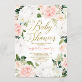 Invitación a chica de Baby Shower con flores de Pr