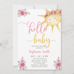 Invitación a Chica de Baby Shower Sunshine