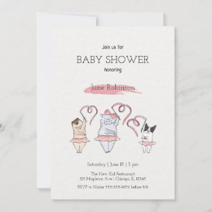 Invitación a Chica de color de agua suave de Baby 
