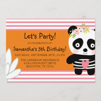 Invitación a Chica de cumpleaños de Cute Panda
