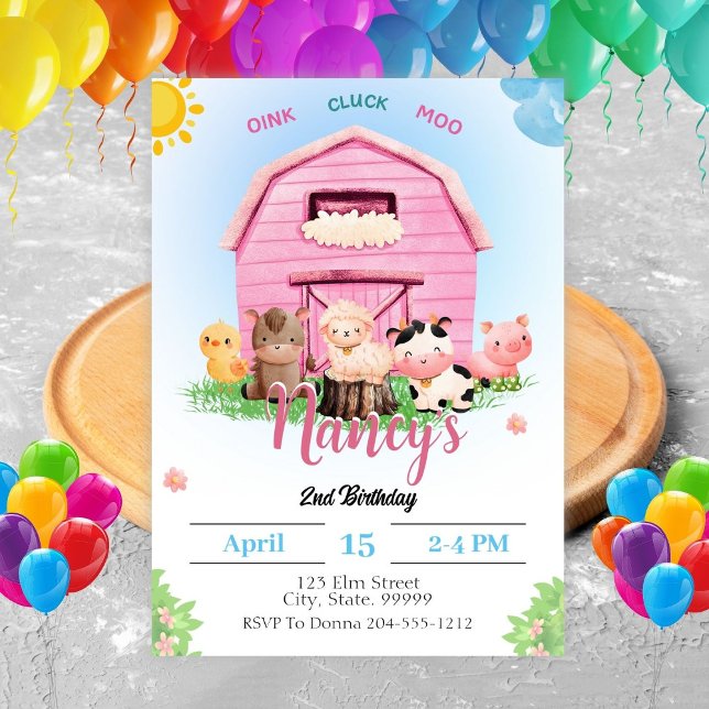 Invitación a Chica de cumpleaños de granja (Subido por el creador)