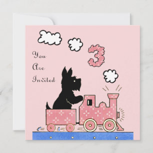 Invitación a Chica de cumpleaños de tres años de a