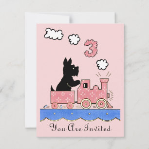 Invitación a Chica de cumpleaños de tres años de a
