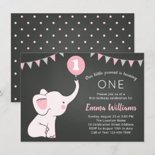 Invitación a Chica de cumpleaños por elefante - Ed