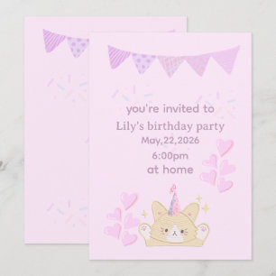 Invitación a chica de cumpleaños tarjeta de pers