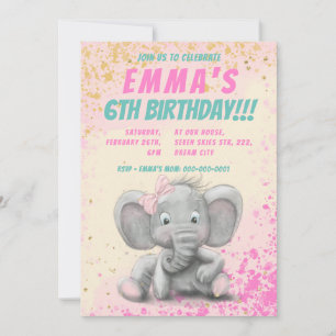 Invitación a chica de elefante lindo