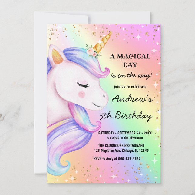 Invitación a Chica de la fiesta de cumpleaños del  (Anverso)