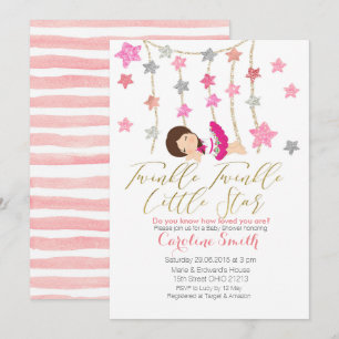 Invitación a Chica de Pink Twinkle Stars en Baby S