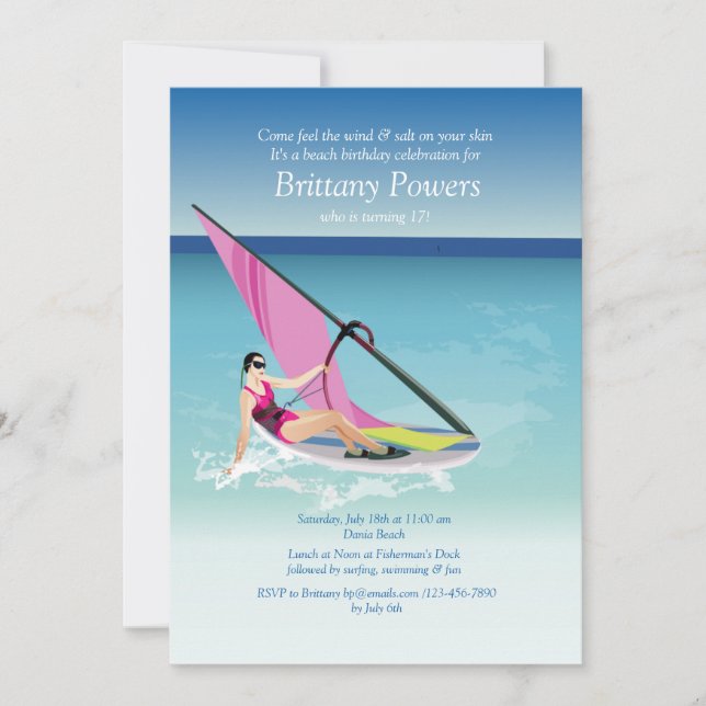 Invitación a Chica de windsurf (Anverso)