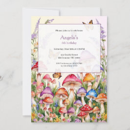 Invitación a Chicas de cumpleaños de hongos encant