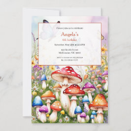 Invitación a Chicas de cumpleaños de hongos mágico