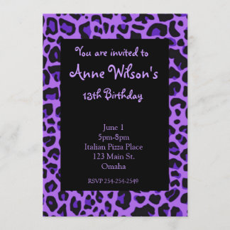 Invitación a Chicas de impresión en jaguar morado