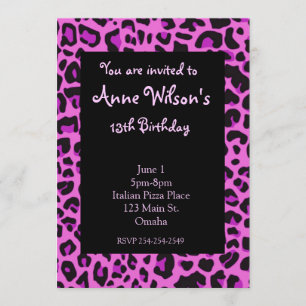 Invitación a Chicas de impresión en jaguar rosado