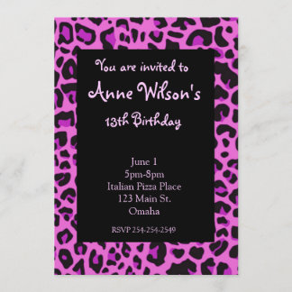Invitación a Chicas de impresión en jaguar rosado