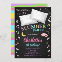 Invitación a Chicas de Sleepover Fiesta de madera